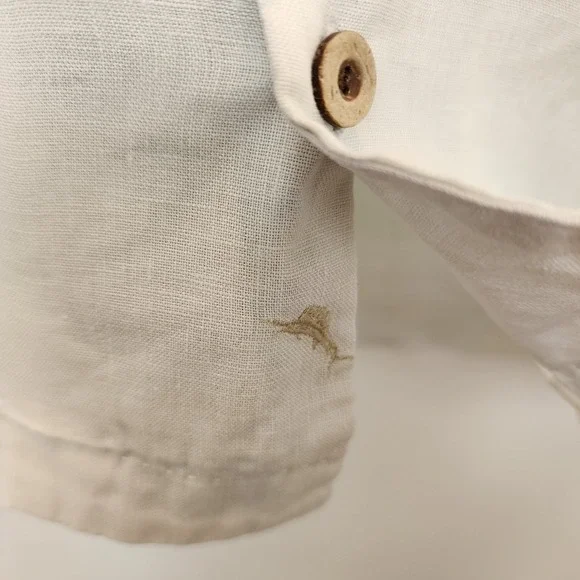 Tommy Bahama‎ Linen Shirt Men XL Embroidered Logo Map Resortwear Cruise Vacation - Picture 5 of 16